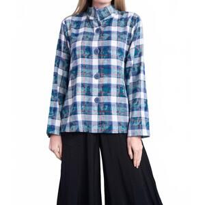 NEW SHANA APPAREL dusty flannel short shirt in blue